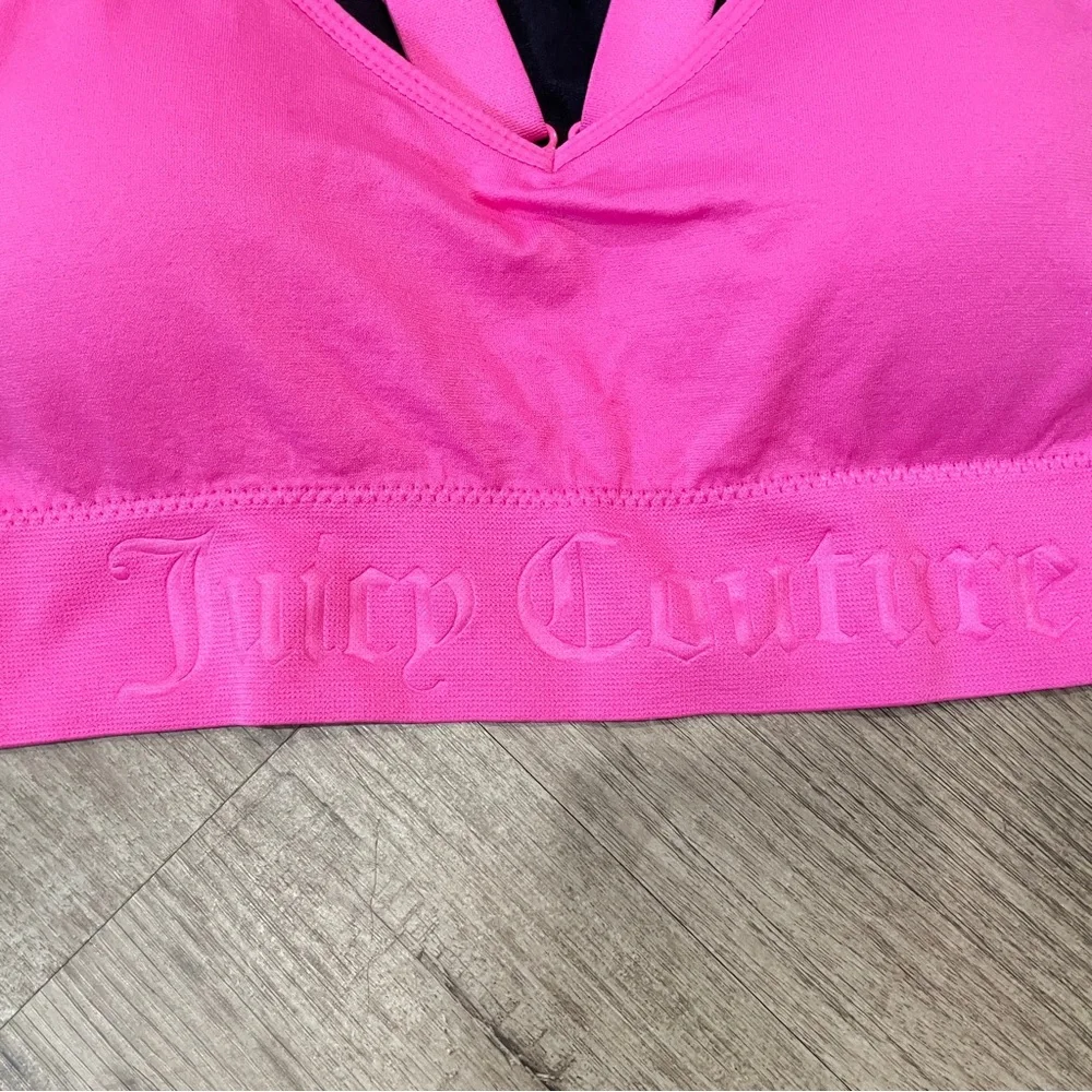 NEW Juicy Couture 2 Pack Sports Bra Hot‎ Pink Black Logo Underband Small